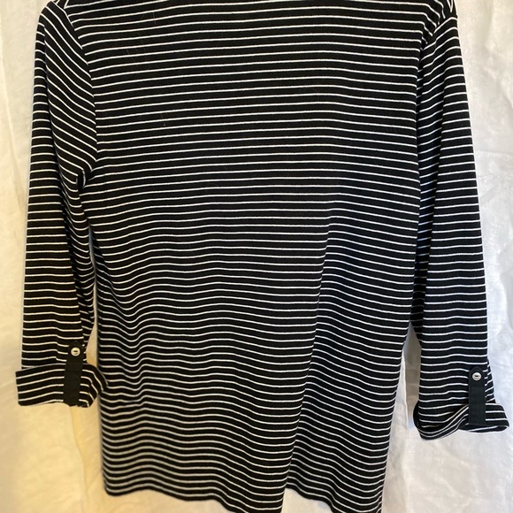 Black and white stripes womens chic top size large - Picture 3 of 3